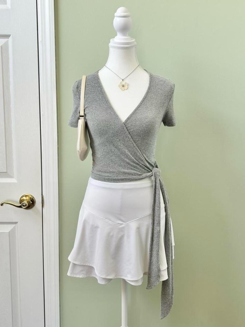 Gray wrap crop top